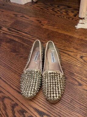 Steve Madden Metallic Gold Studded Slip-On Flats